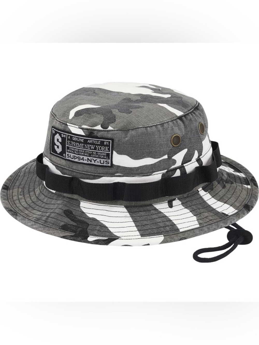 Supreme Military Boonie FW25 Snow Camo Logo Bucket Hat Men’s Size M/L.